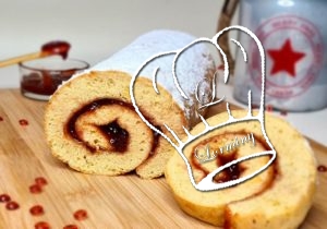 Gâteau roulé à la confiture de fraises