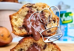 Muffins aux pépites de chocolat et au cœur coulant de Nutella