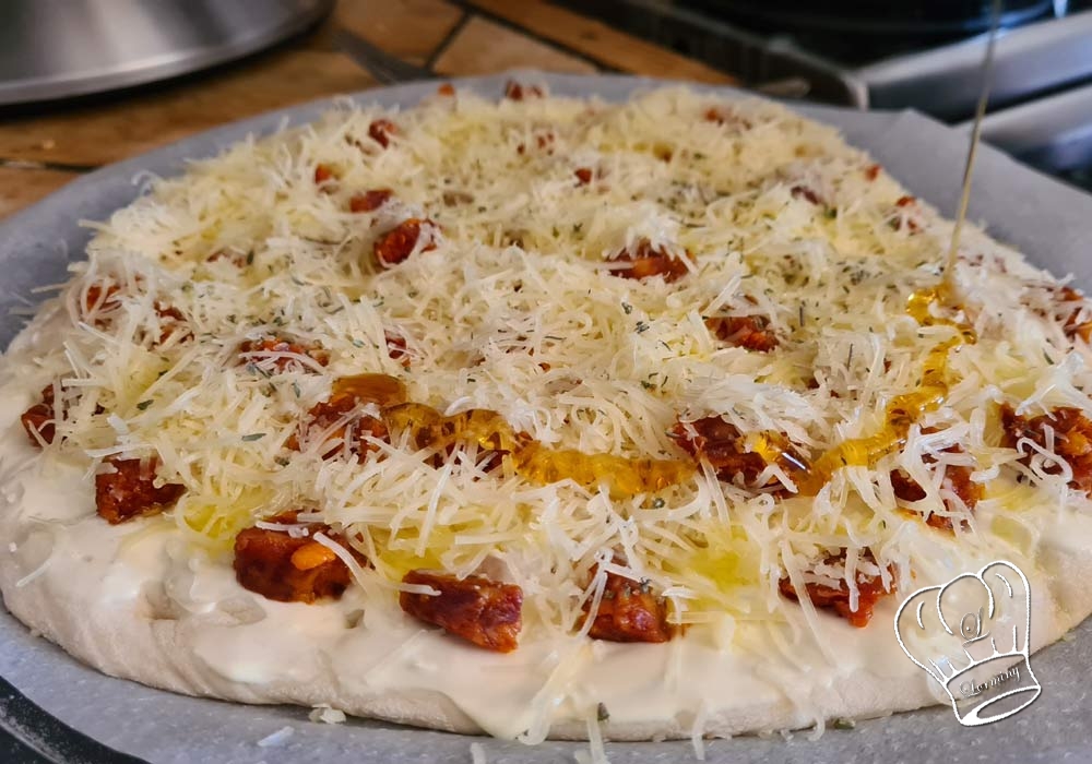Pizza chorizo huile d olive