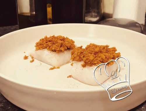 Dos de cabillaud avec crumble de chorizo