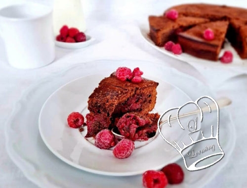 Gateau au chocolat et a la framboise