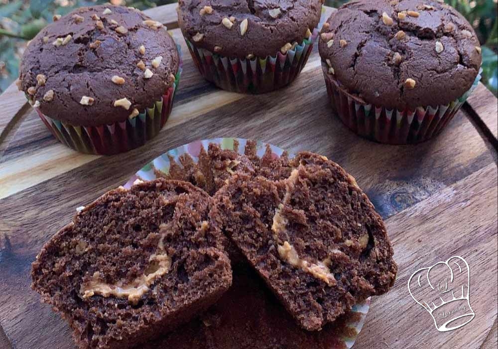 Petits gateaux ronds tout chocolat et cacahuete