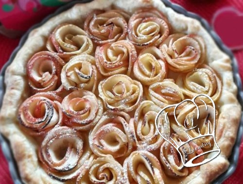 Tarte aux pommes bouquet de roses