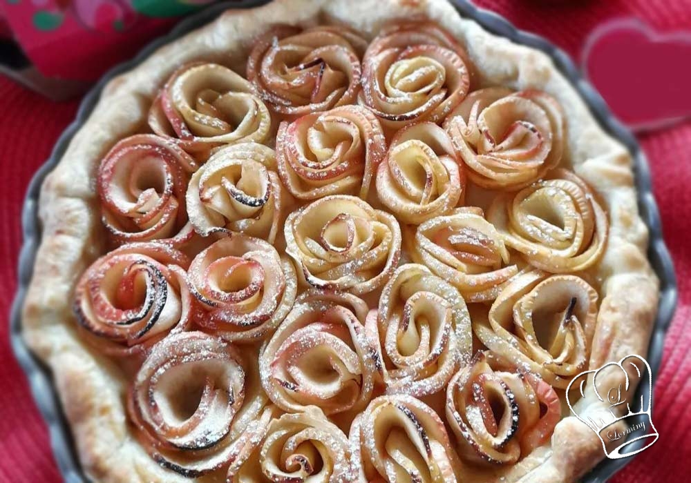 Tarte aux pommes bouquet de roses