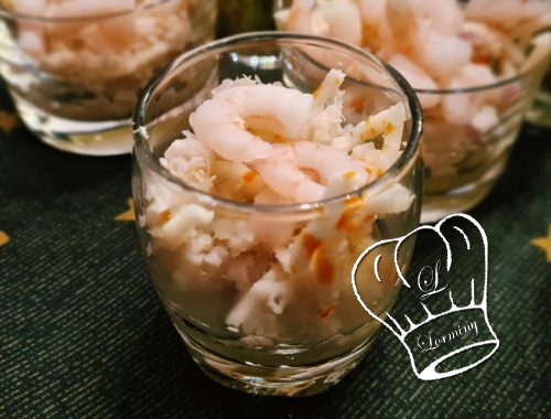 Verrines crabe kiwi surimi crevettes