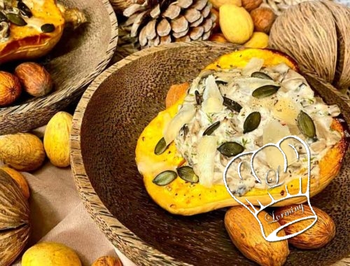 Butternut farcie aux champignons