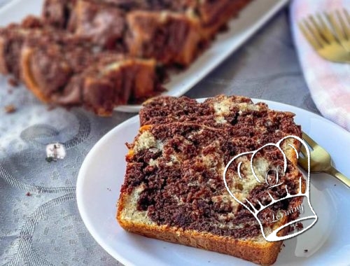 Cake marbre a la vanille et au chocolat