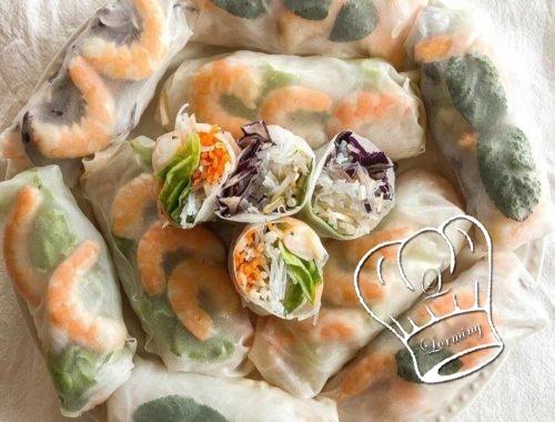 Rouleaux de printemps aux crevettes et legumes