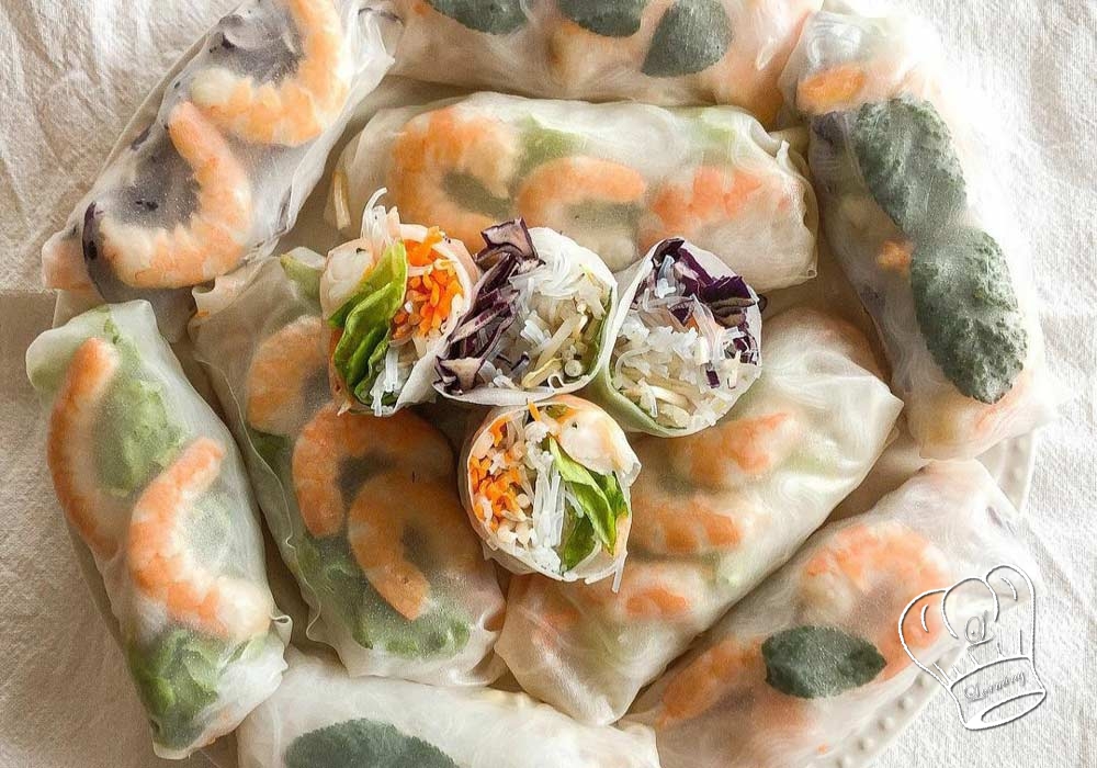 Rouleaux de printemps aux crevettes et legumes