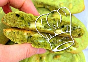 Cookies au thé matcha et pépites de chocolat blanc