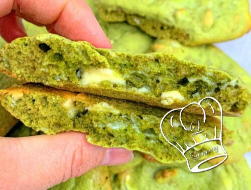 Cookies au the matcha et pepites de chocolat blanc