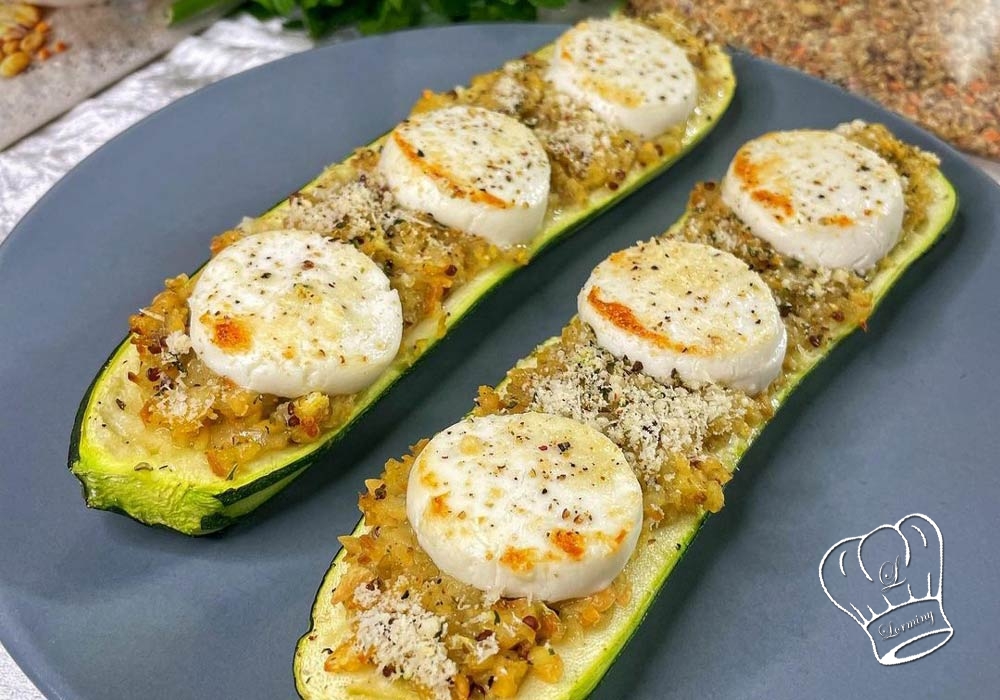 Courgettes farcies au quinoa pesto et chevre