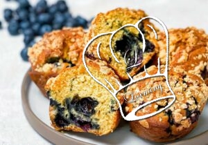 Muffins aux myrtilles avec crumble