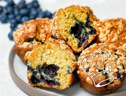 Muffins aux myrtilles avec crumble