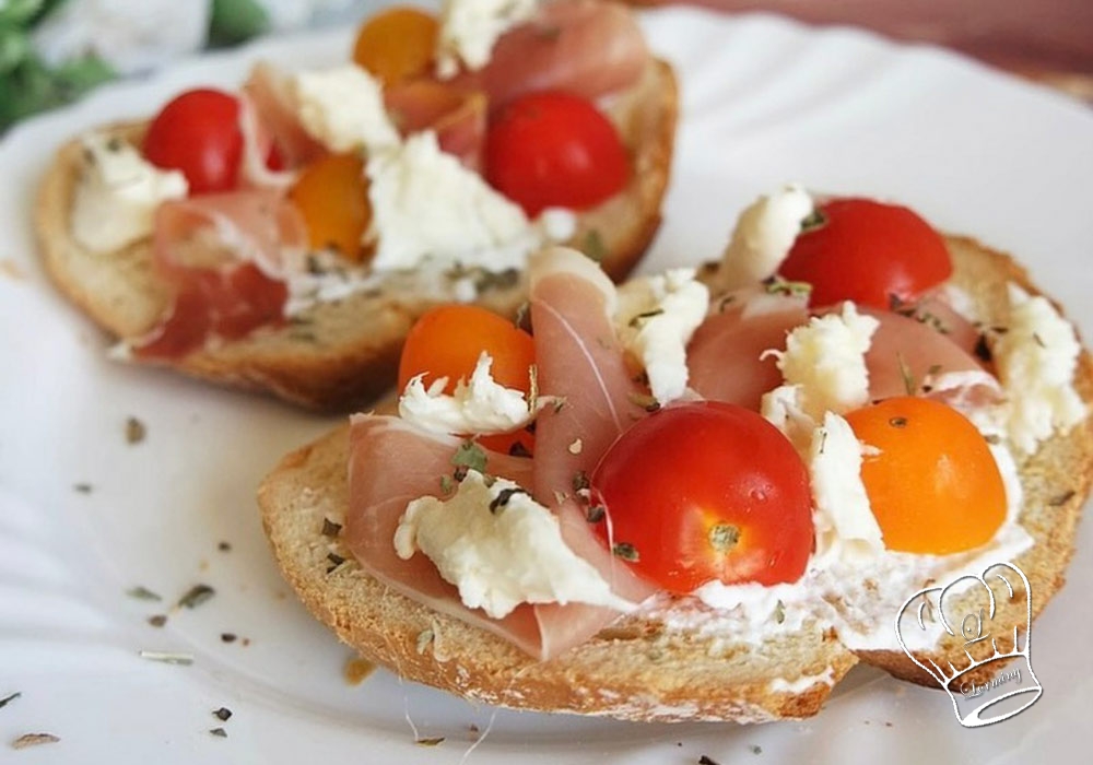 Tartine a litalienne au jambon de parme et mozzarella