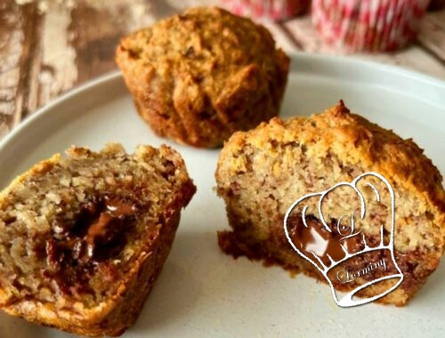 Muffins a la banane et son coeur coulant au chocolat