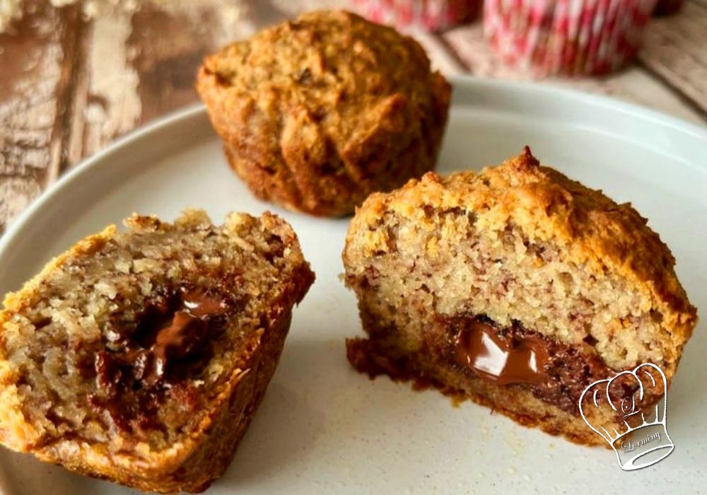 Muffins a la banane et son coeur coulant au chocolat