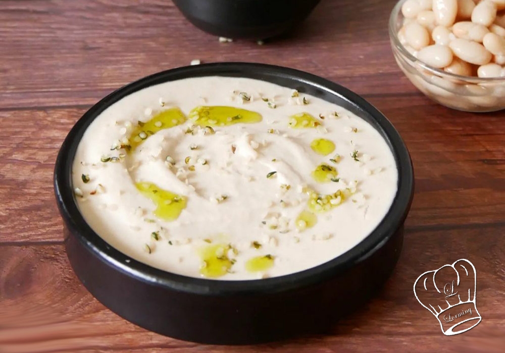 Houmous aux haricots blancs citron et huile vierge de chanvre