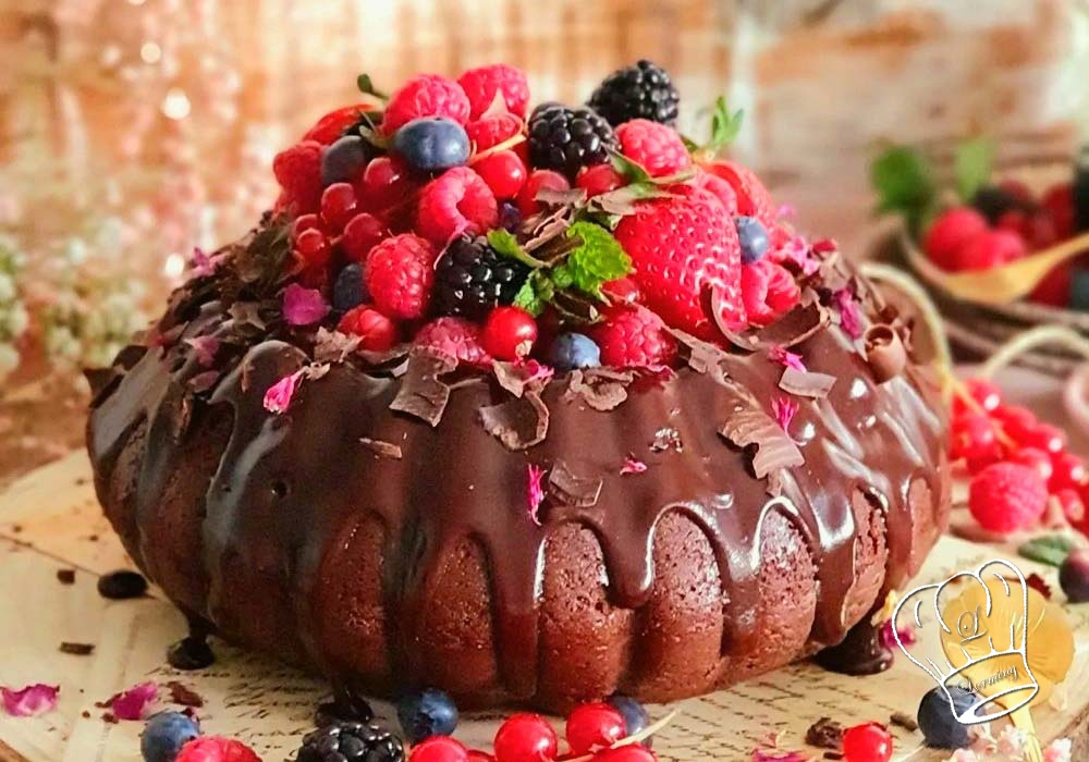 Bundt cake au chocolat fruits rouges