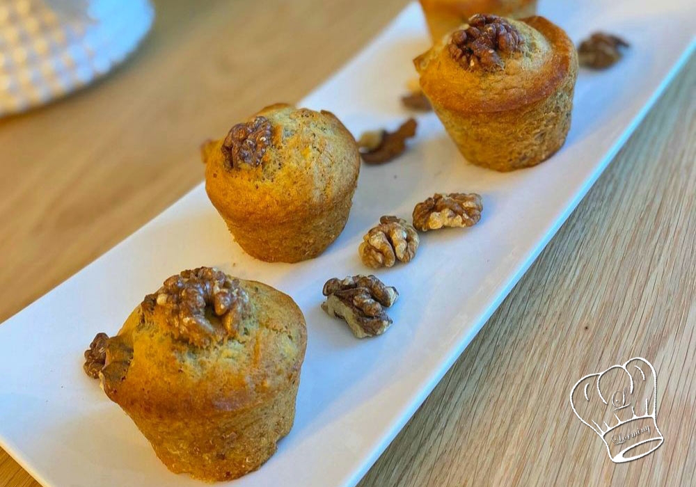 Muffins aux bananes et noix