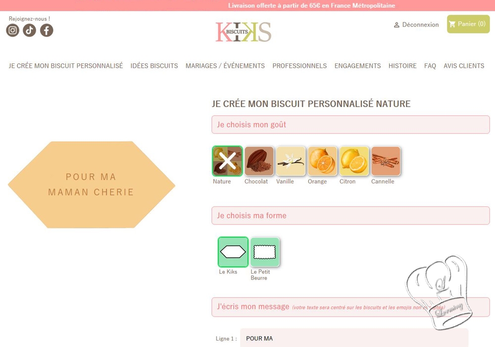 Configurateur de biscuits a message fete des meres