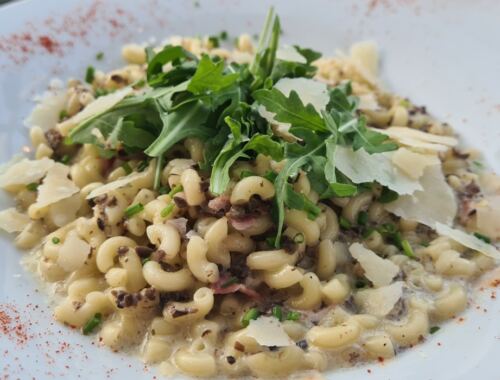 Coquillette au jambon, truffe et parmesan