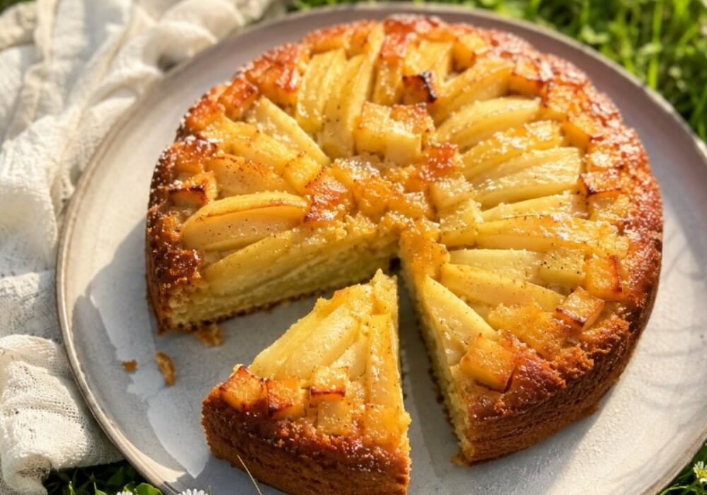 Moelleux renversé aux pommes, vanille & caramel