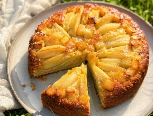 Moelleux renversé aux pommes, vanille & caramel