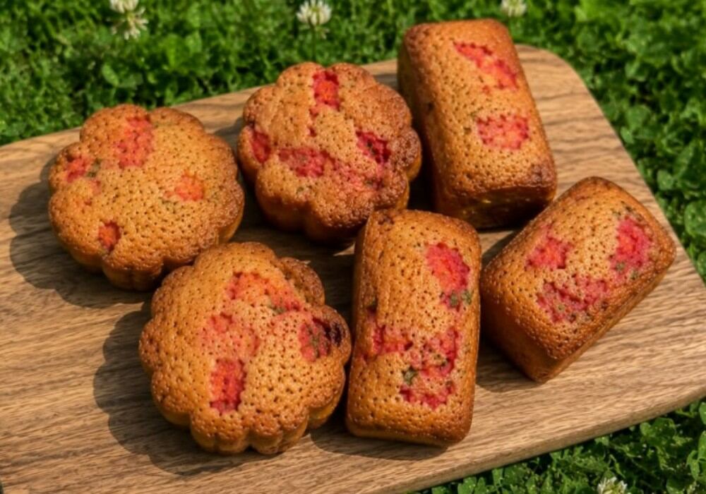 Petits cakes fraises-basilic (6 à 8 cakes individuels)