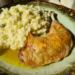 Risotto aux courgettes et cuisse de poulet rôtie au four